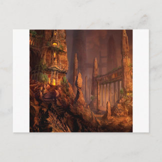 Abstract Fantasy Temple Of Fire Postcard