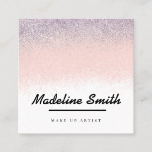 Abstract Faux Glitter Pink Makeup Artist Nails Square Business Card