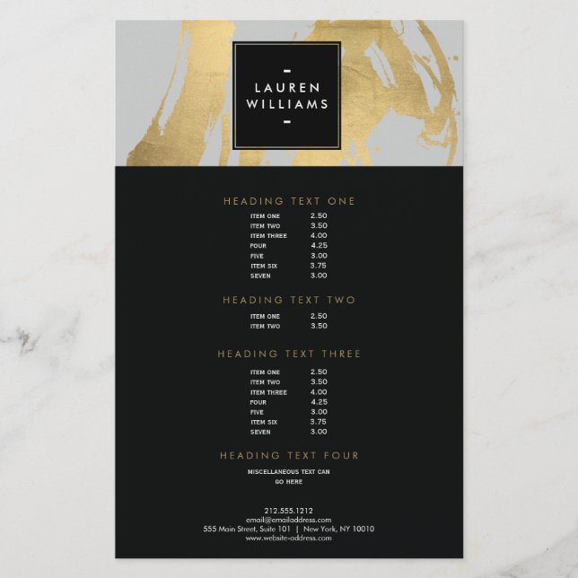 Abstract Faux Gold Brushstrokes on Grey Flyer (Front)
