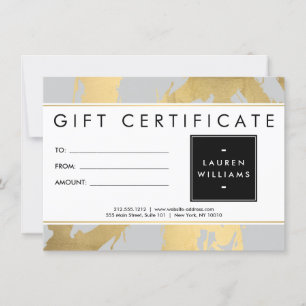 Abstract Faux Gold Brushstrokes on Grey Gift Card