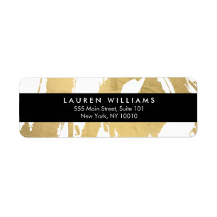 Abstract Faux Gold Brushstrokes on White