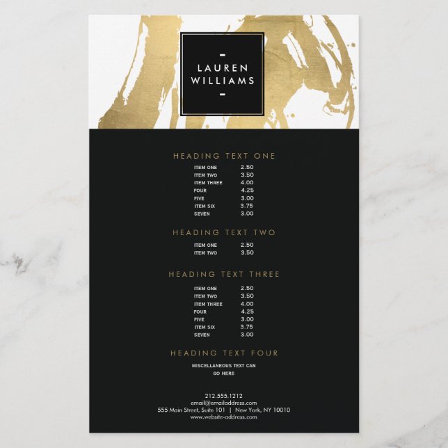 Abstract Faux Gold Brushstrokes on White Flyer (Front)