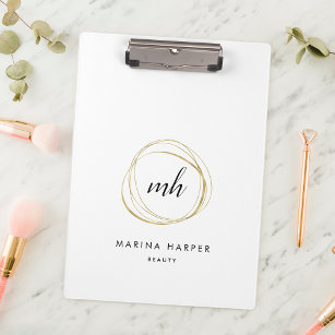 Abstract Faux Gold Monogram Logo Clipboard