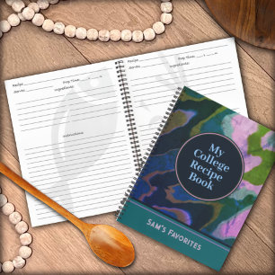  Abstract Favourite College Modern Green Recipe Notebook