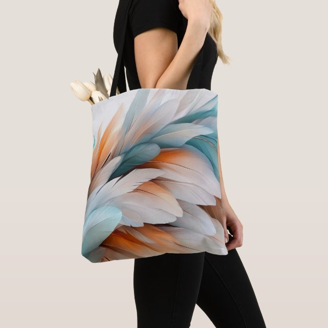 Abstract Feather Flow – Soft Elegance Tote Bag (Close Up)