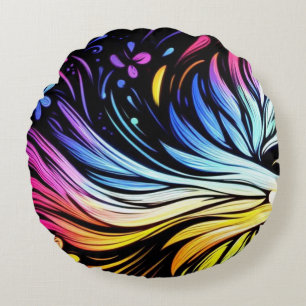 Abstract Feathered Angel On a Bed, Sofa or Chair Round Pillow