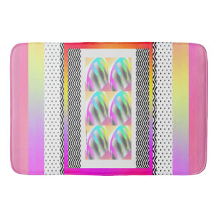 ABSTRACT FEATHERS+CHEVRON Design Bath Mat