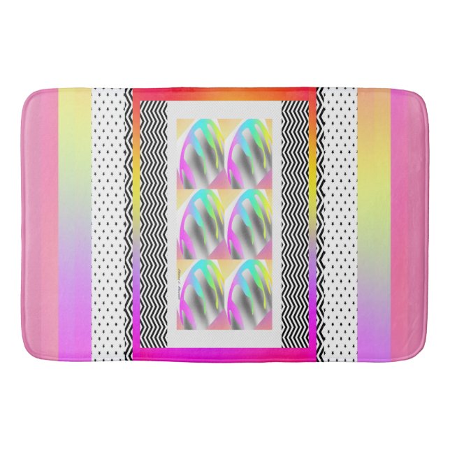 ABSTRACT FEATHERS+CHEVRON Design Bath Mat (Front)