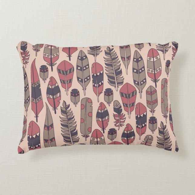 Abstract feathers: colourful vintage background. accent pillow (Front)