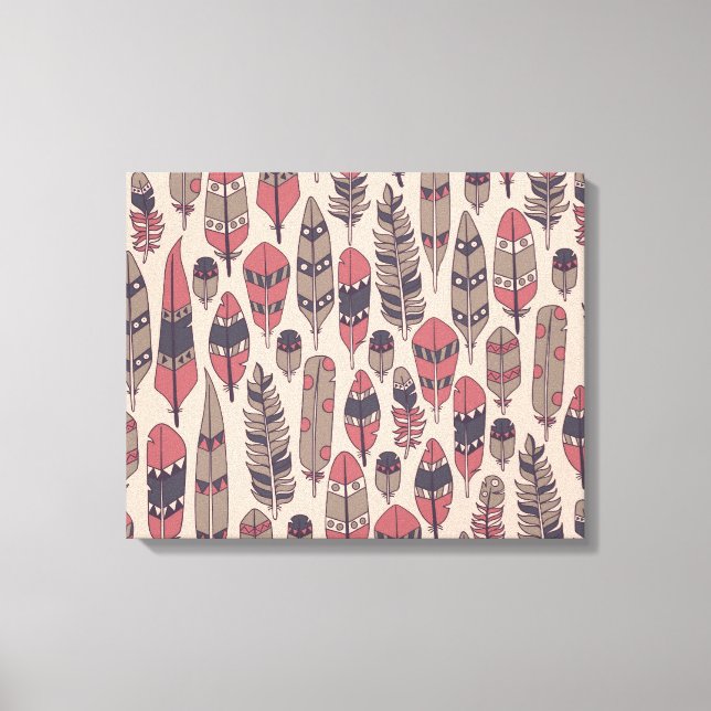 Abstract feathers: colourful vintage background. canvas print (Front)