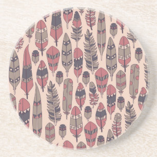 Abstract feathers: colourful vintage background. coaster