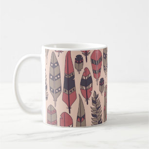 Abstract feathers: colourful vintage background. coffee mug