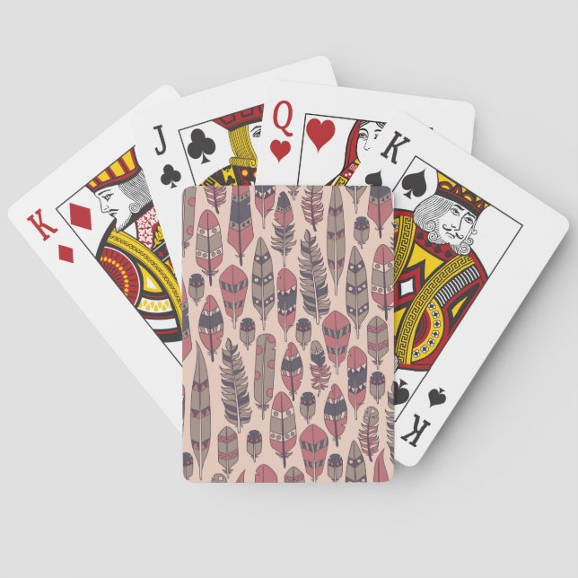 Abstract feathers: colourful vintage background. playing cards (Back)