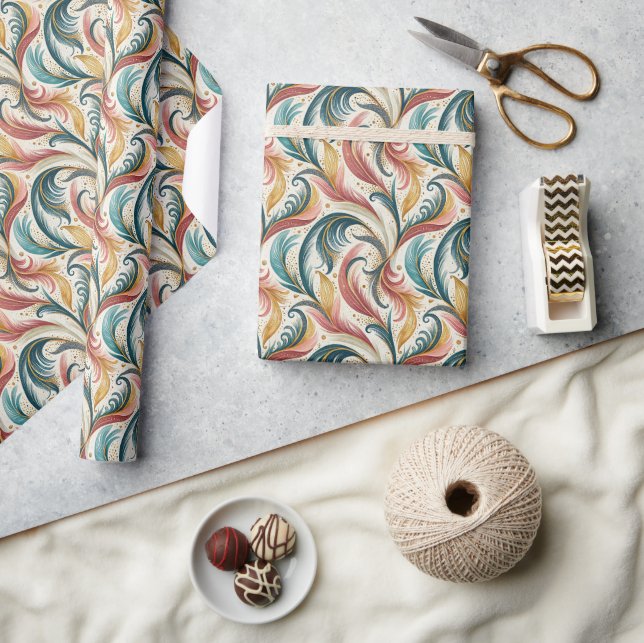 Abstract Feathers Wrapping Paper Roll (Crafts)
