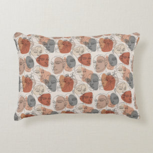 Abstract Feminine Face Pattern Accent Pillow