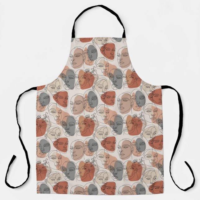 Abstract Feminine Face Pattern Apron (Front)