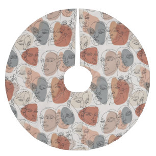 Abstract Feminine Face Pattern Brushed Polyester Tree Skirt