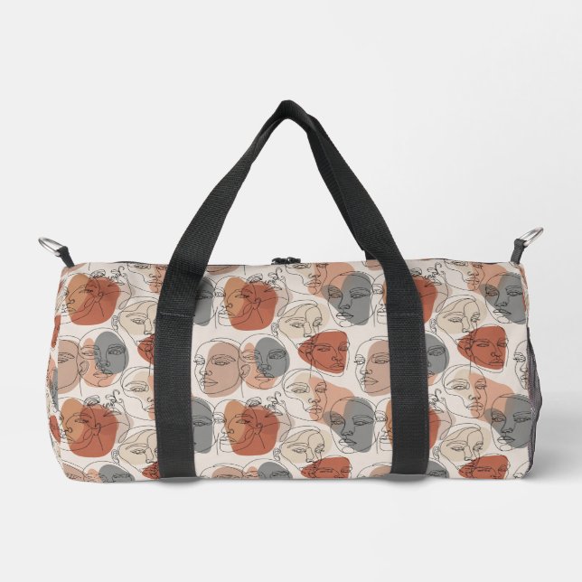Abstract Feminine Face Pattern Duffle Bag (Front)