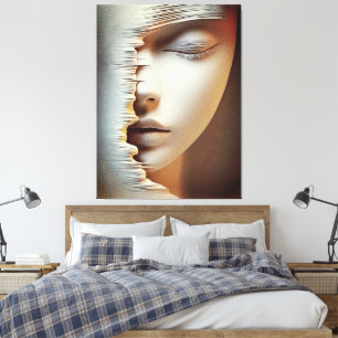 Abstract Feminine Face Wall Art – Modern Textured