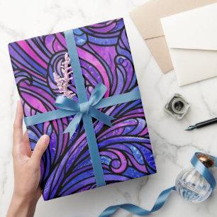Abstract Fern Leaf Cosmic Purple Wrapping Paper