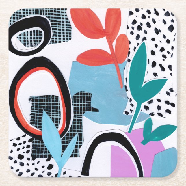 Abstract Field Trip Square Paper Coaster (Front)