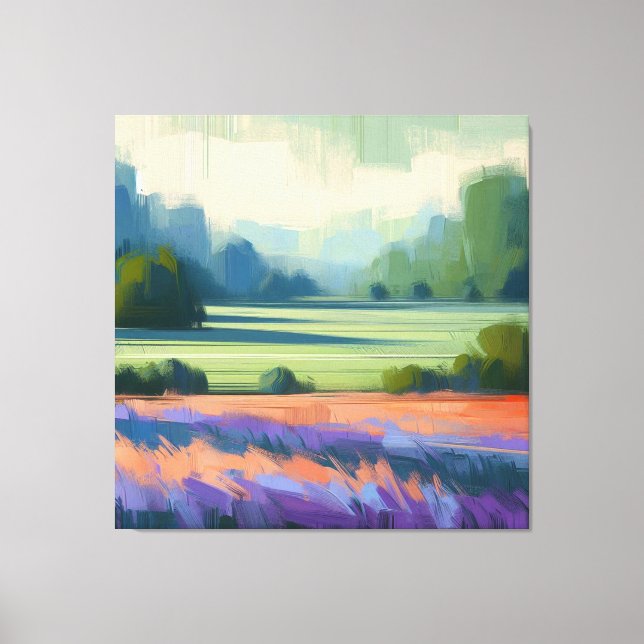 Abstract Field with Green Sky, Minimalist Art Canvas Print (Front)