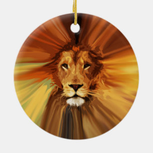 Abstract Fierce Lion Ceramic Ornament