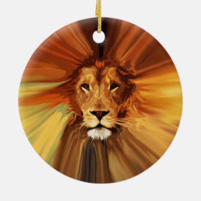 Abstract Fierce Lion Ceramic Ornament (Back)