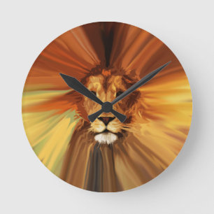 Abstract Fierce Lion Round Clock