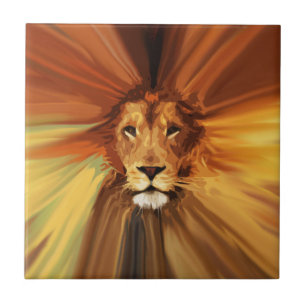 Abstract Fierce Lion Tile