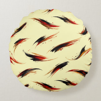 Abstract Fiery Brush Strokes Pattern Round Pillow