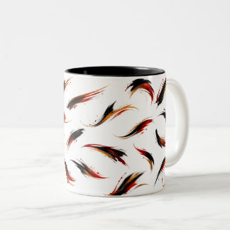 Abstract Fiery Brush Strokes Pattern Two-Tone Coffee Mug