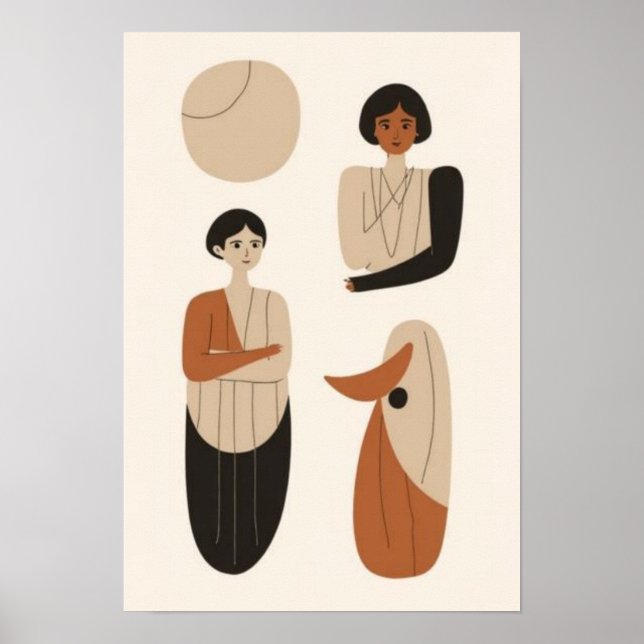 Abstract Figurative Portrait Set | Minimalist Scan Poster (Front)