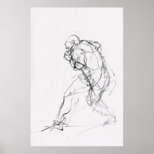 Abstract Figure in Motion Sketch - Poster