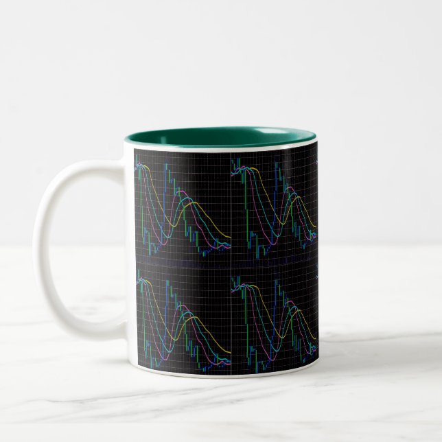 Abstract financial graph pattern Two-Tone coffee mug (Left)