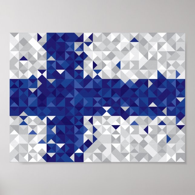 Abstract Finland Flag, Finnish Colours Poster (Front)