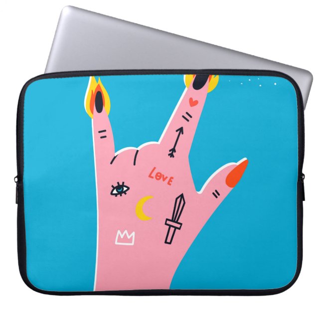 Abstract fire fingers laptop sleeve (Front)