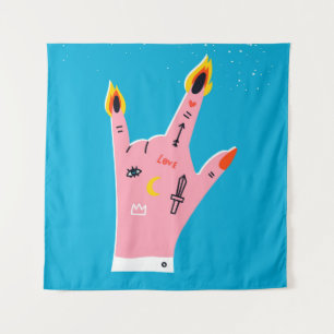 Abstract fire fingers tapestry