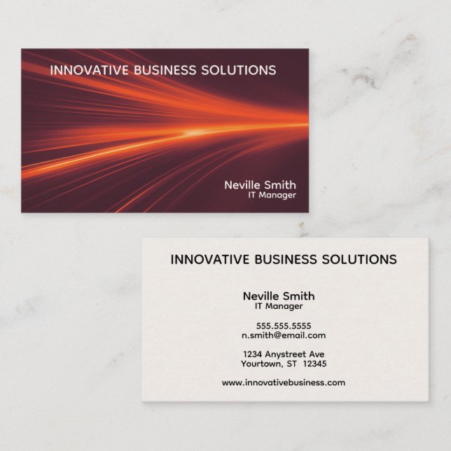 Abstract Fire Light Tech Business Computer  Card (Front/Back)