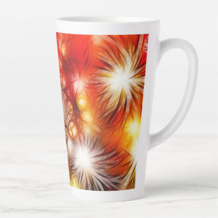 Abstract Fireworks Stars Background Latte Mug