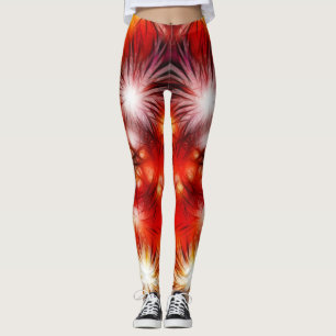 Abstract Fireworks Stars Background Leggings