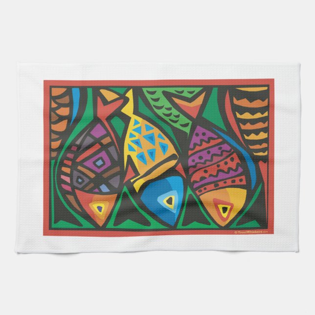 Abstract Fish Art Design Kitchen Towel (Horizontal)