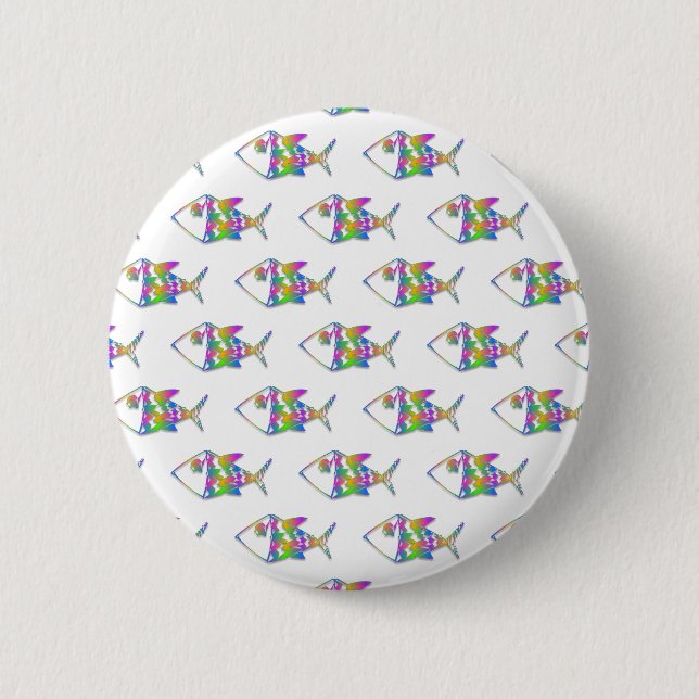 Abstract Fish Pattern 2 Inch Round Button (Front)