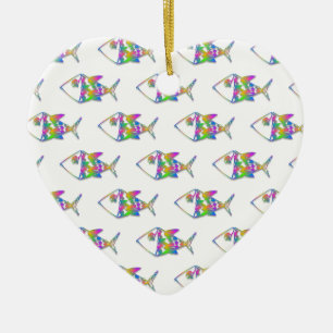 Abstract Fish Pattern Ceramic Ornament
