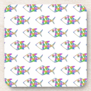 Abstract Fish Pattern Coaster