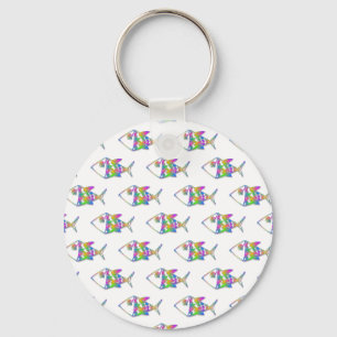 Abstract Fish Pattern Keychain