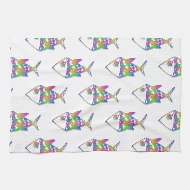 Abstract Fish Pattern Kitchen Towel (Horizontal)