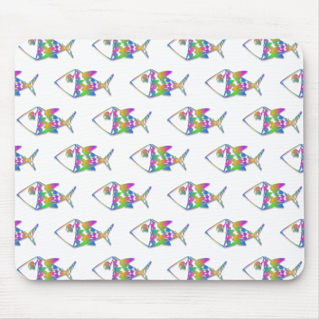Abstract Fish Pattern Mouse Pad (Front)