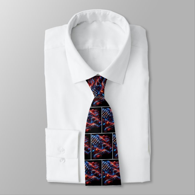 Abstract Flag Paint Splatters Tie (Tied)