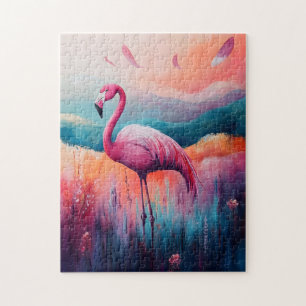 Abstract Flamingo Oil Painting Jigsaw Puzzle